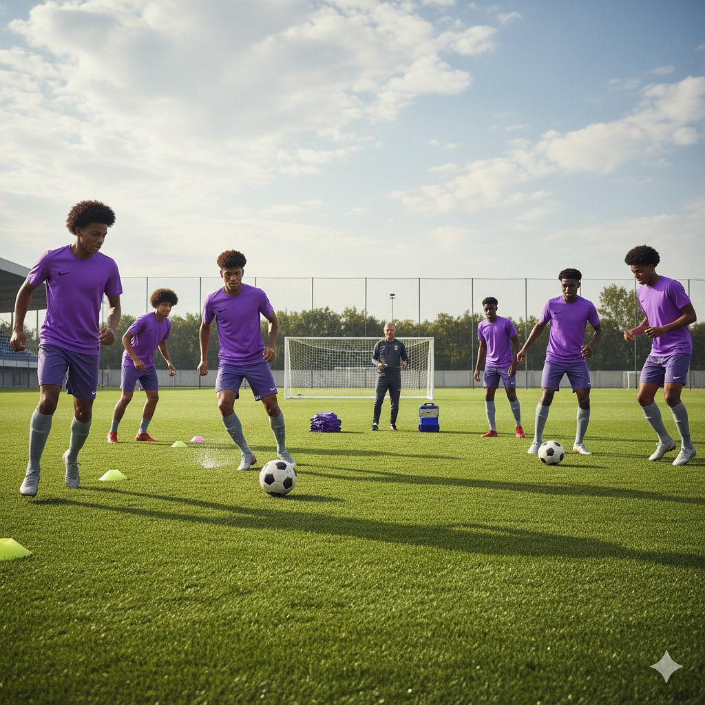 Séance d'entraînement avec exercices techniques
